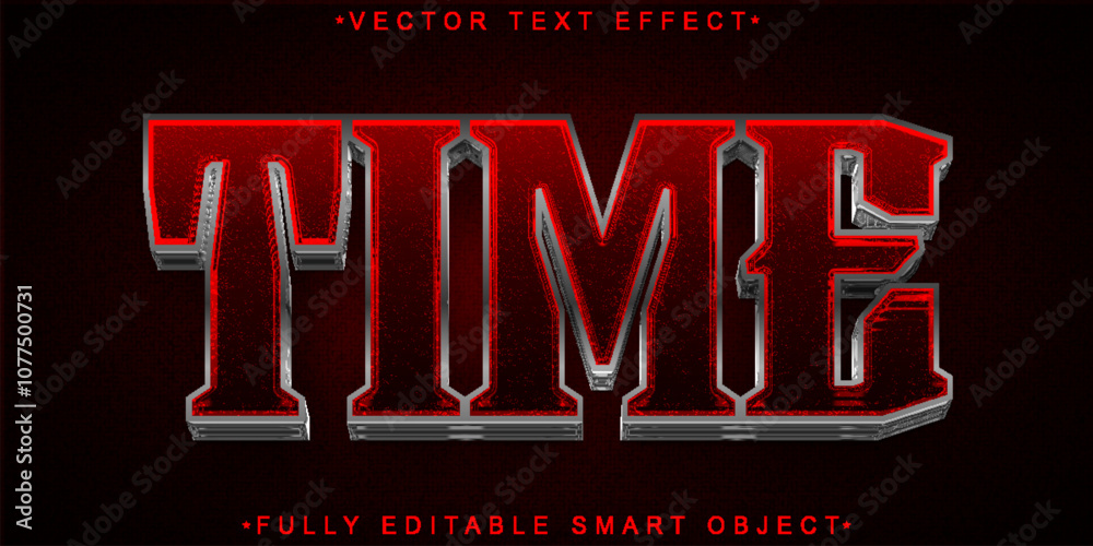 Poster red time vector fully editable smart object text effect
