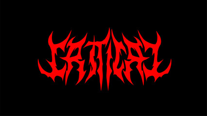 Critical, Vector typography design in sharp, spiked, and symmetrical red lettering on a black background. This intense, metal inspired style is perfect for gothic, hardcore, and alternative themes
