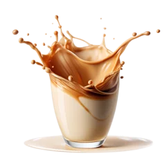 Fototapete Rund Coffee caramel with milk splashing ©  NIRJANA