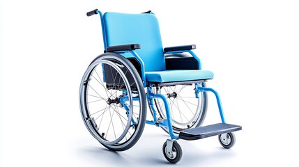 Fototapeta premium Isolated Blue Wheelchair on White Background Perfect for Medical and Accessibility Themes in Stock Photography