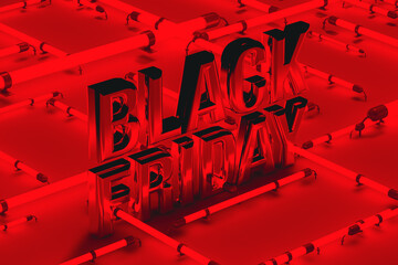 Bold Black Friday text displayed in a lively red background design