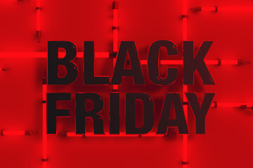 Bold Black Friday text displayed in a lively red background design