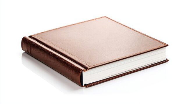 Isolated Brown Leather Album on Clean White Background Ideal for Photography, Design, and Visual Presentation Needs in Stock Photo Collections