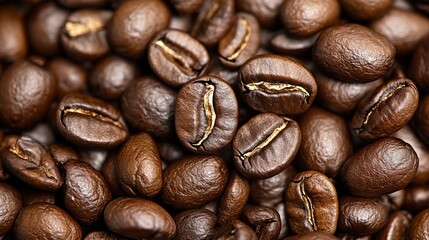Close-up texture of roasted coffee beans