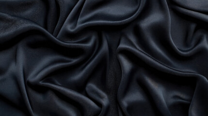 Obraz premium Close-up view of dark silky fabric with smooth flowing folds and textures creating an elegant and luxurious appearance.