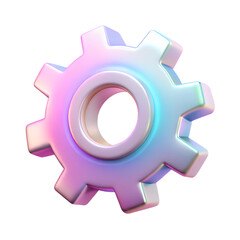 Iridescent gear wheel 3d illustration isolated on the transparent background