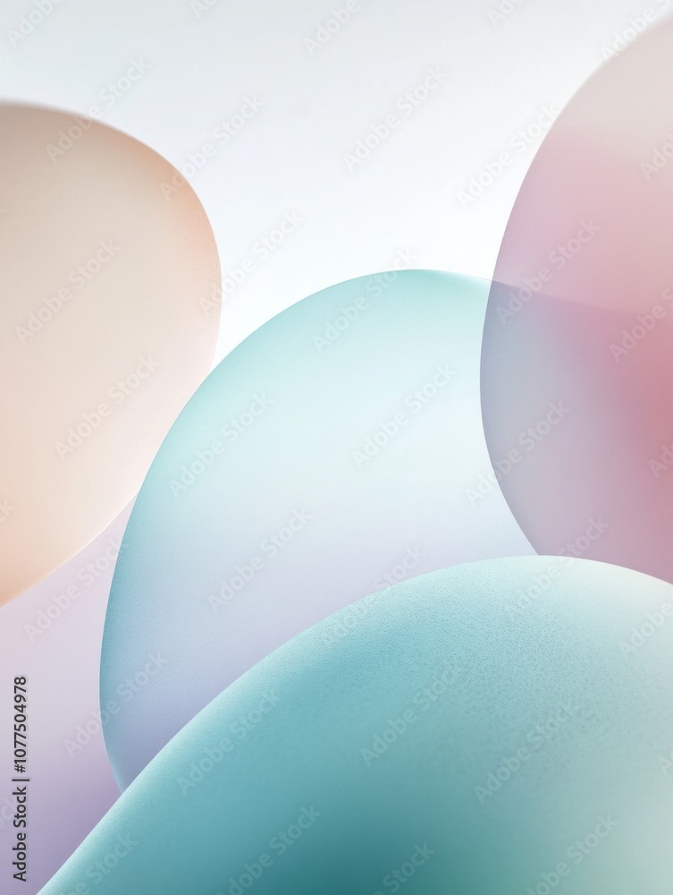 Poster pastel shapes intertwine gracefully, forming an abstract composition that evokes tranquility and min