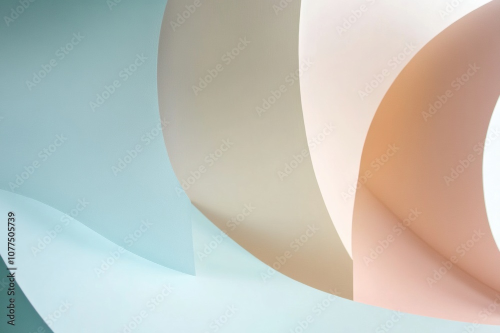 Poster Curved forms intertwine in subtle shades, evoking a sense of calm and balance in a contemporary artistic design. Generative AI