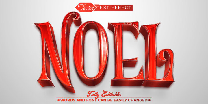 Red and White Noel Vector Editable Text Effect Template