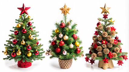 Christmas tree element set white background