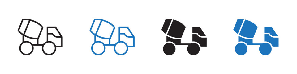 Concrete truck icon Vector set outline
