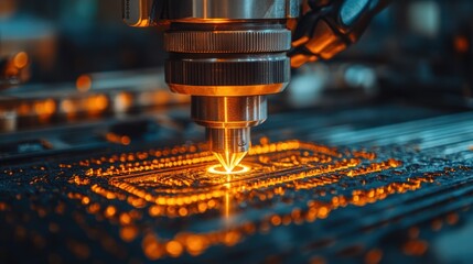 Machine operator adjusting settings on a high-tech laser cutter, symbolizing the precision and innovation in modern machining