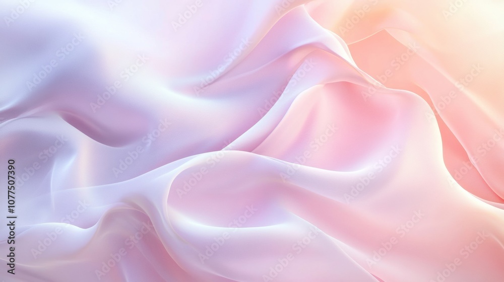 Poster delicate pastel hues blend seamlessly, forming flowing abstract shapes that evoke tranquility and a 