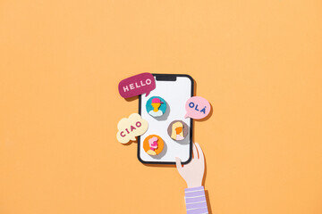 Creative Communication Concept with Multilingual Greetings