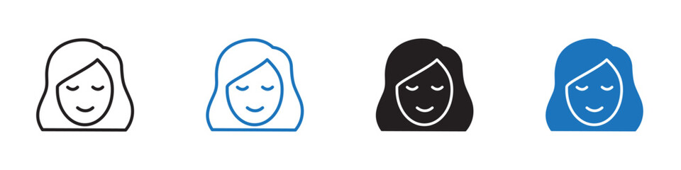 Girl icon Vector set outline