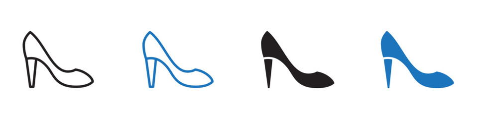 High heel icon Vector set outline