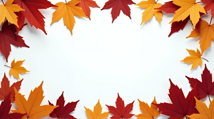 Fototapeta premium Bright autumn wedge leaves on a white background. background with copy space