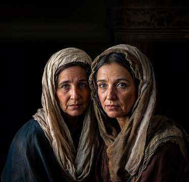 Portrait of Rachael and Leah, women in the Bible