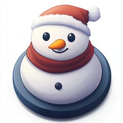 Cute snowman with a red scarf and Santa hat.
