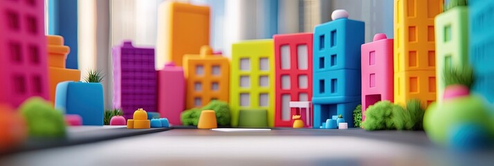 cozy downtown corporate office scene made from modeling clay with vibrant modern style