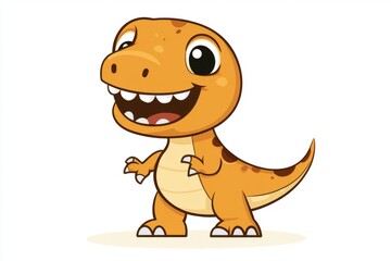 A cute cartoon dinosaur with a big smile.