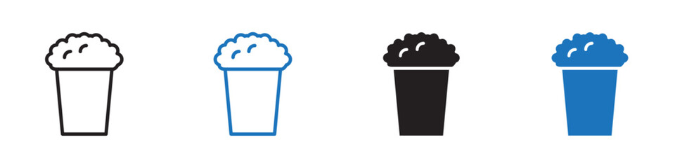 Pop corn icon Vector set outline