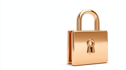 Naklejka premium Isolated Golden Padlock on White Background, Symbolizing Security and Protection for Various Applications in Digital and Physical Environments