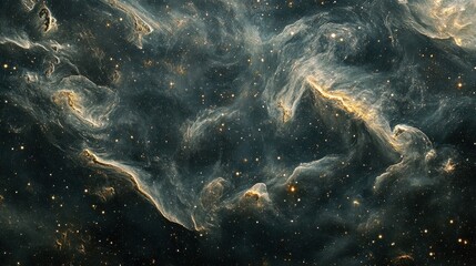 Nebula and Galaxies in Space with an Abstract Cosmic Background