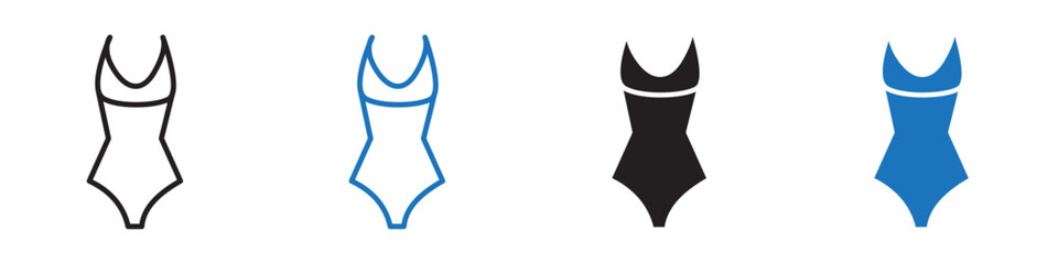 Swimsuit icon Vector set outline