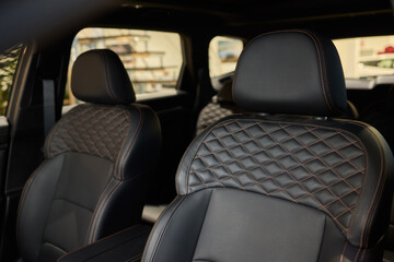 Obraz premium Discover the Stylish Car Interior with Premium Leather Seats for elegance and comfort