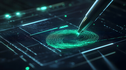 A stylus completing a digital signature on a touchscreen with Signature Verified in green ensuring authenticity and trust.