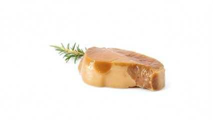 Elegant Foie Gras Garnished with Fresh Rosemary on a Crisp White Background