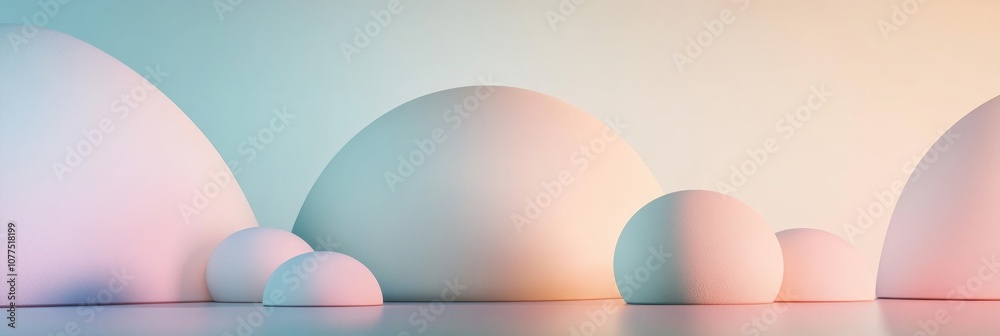 Poster soft pastel shapes in various sizes give a calming aesthetic in a contemporary environment, creating