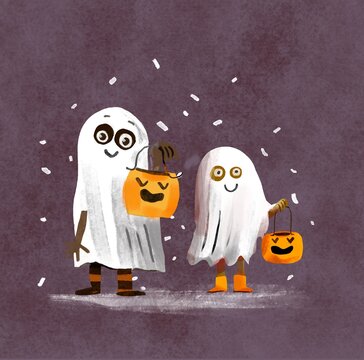 CHILDREN DRESSED IN halloween COSTUME