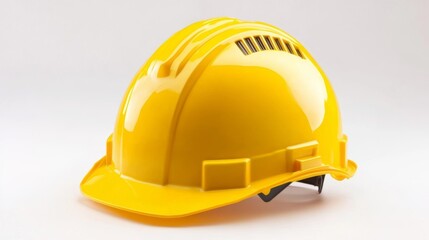 Bright yellow hard hat designed for construction safety and protection on job sites