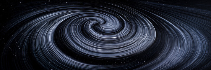 Obraz premium Abstract Swirling Galaxy with Starry Background in Black and White