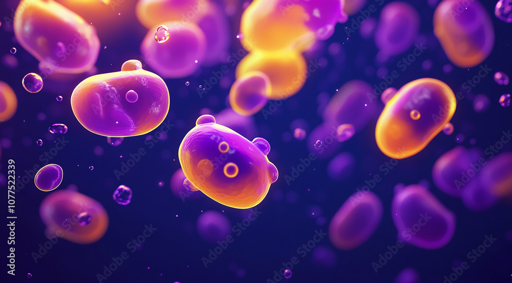 Aufkleber a collection of colorful, translucent bubbles float in a dark blue liquid, illuminated by an unknown