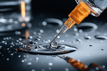A Scientist Drops Liquid onto a Reflective Surface