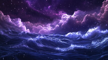 Fototapeta premium Starry Night Over The Ocean