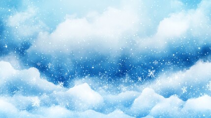 Abstract Winter Sky with Falling Snow and Clouds
