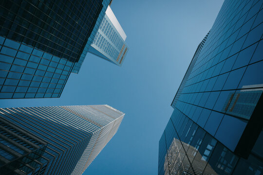 Skyscrapers in New York City against a Clear Blue Sky