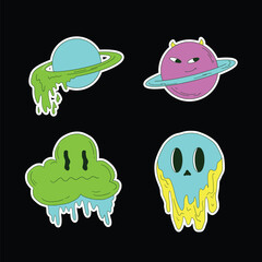 Vibrant psychedelic stickers illustration