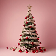 Christmas tree entangled in ropes