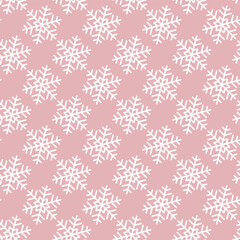 Winter seamless pattern with white snowflakes on color background. Vector illustration for fabric, textile wallpaper, posters, gift wrapping paper. Christmas vector illustration. Falling snow