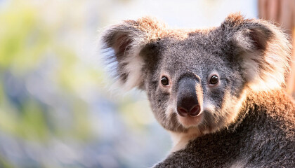 Obraz premium Close-Up of a Koala, Emphasizing Its Gentle Expression and Fur Texture
