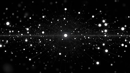 Fototapeta premium Black and white image of a galaxy with many stars and a large white star in the middle