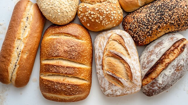 Selection of glutenfree bread loaves and rolls on a white surface highlighting glutenfree diets healthy carbs and artisan baking