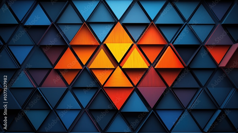 Canvas Prints colorful abstract design of triangles and squares. the blue and orange colors create a vibrant and d