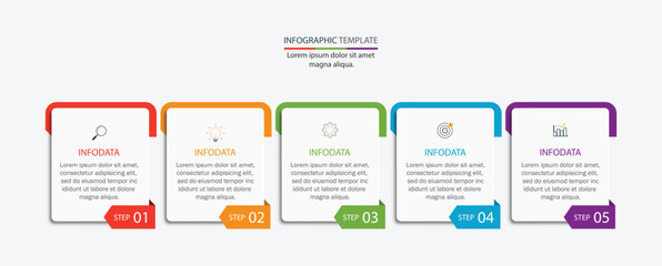  Infographic template five option, process or step for business.