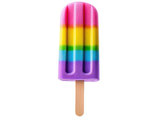 Colorful Rainbow Popsicle on White Background